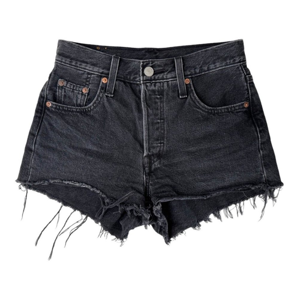 Levi's Black Denim High Rise Distressed Shorts